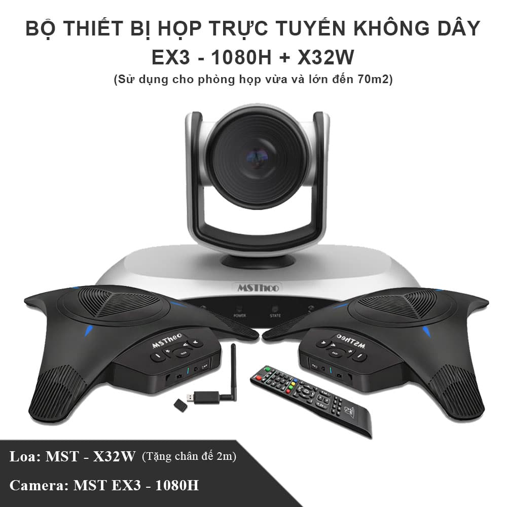 Bộ thiết bị họp trực tuyến không dây mst ex3-1080h + x3w
